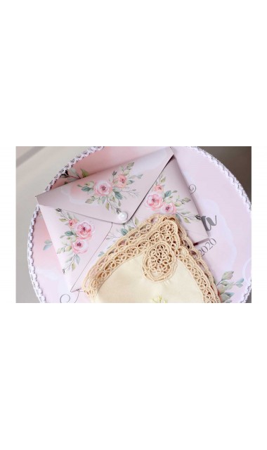 Trusou de botez somon cu alb si cu motive florale Watercolor Flowers 22